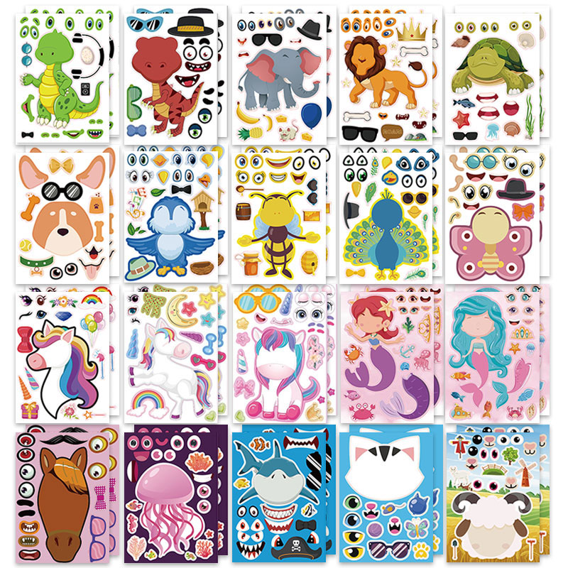 Zoo Party Games - 12/24 시트 얼굴 스티커 만들기 동물원
