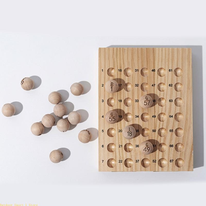 Party Games Bingo - A0KA 75Pcs 천연 나무 빙고 공