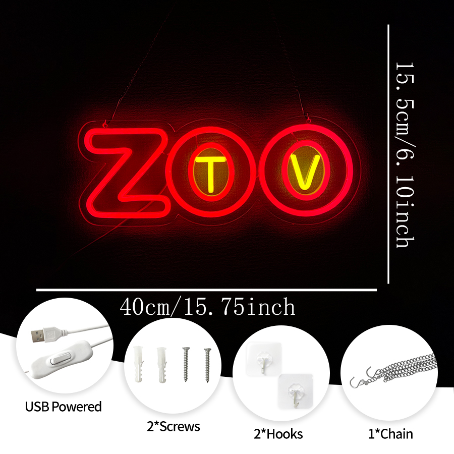동물원 TV 네온사인, LED 문자 아이콘 벽 장식,  - Zoo Party Games 리뷰 및 가격