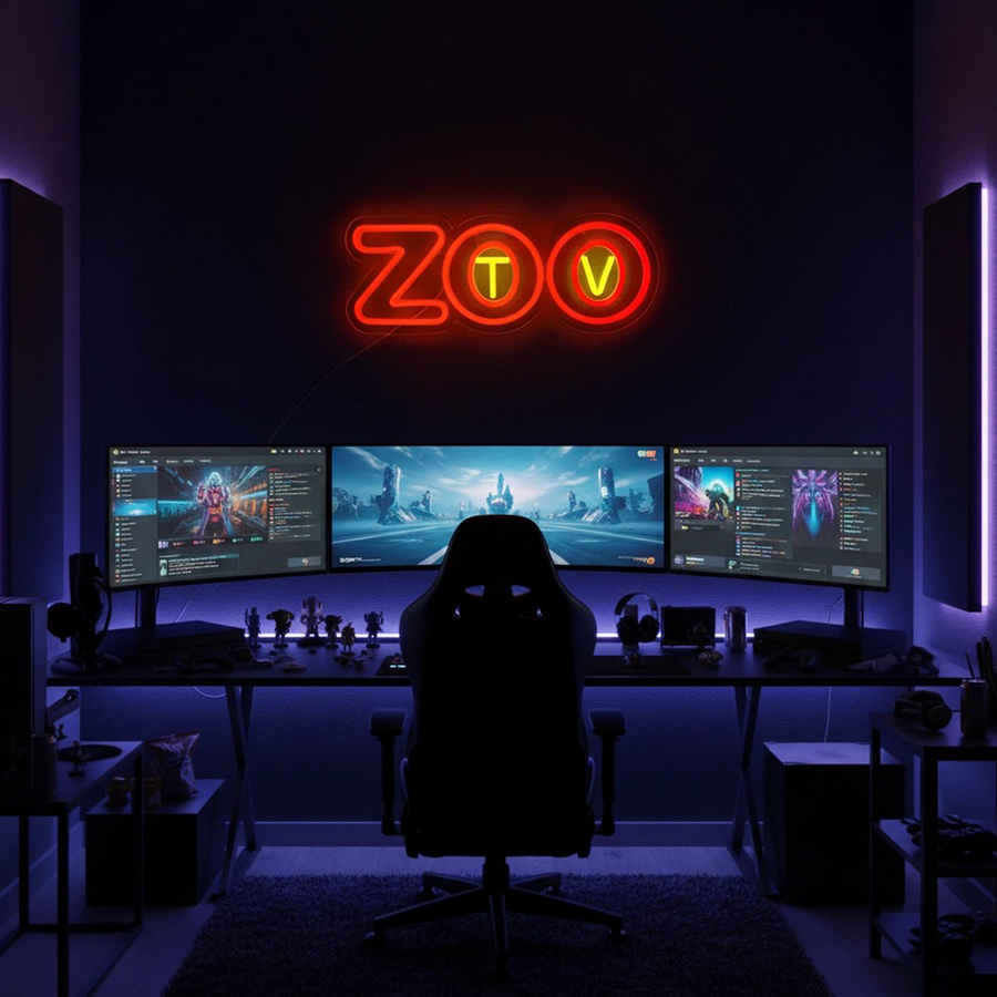 동물원 TV 네온사인, LED 문자 아이콘 벽 장식,  - Zoo Party Games 리뷰 및 가격