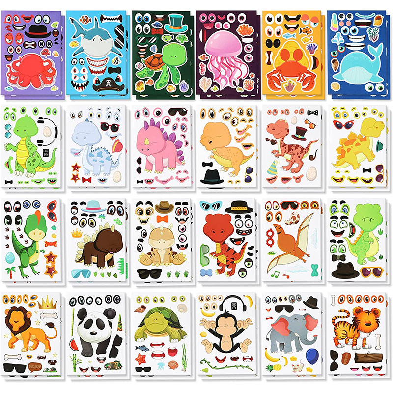 12/24 시트 얼굴 스티커 만들기 동물원 동물 바다  - Zoo Party Games 리뷰 및 가격