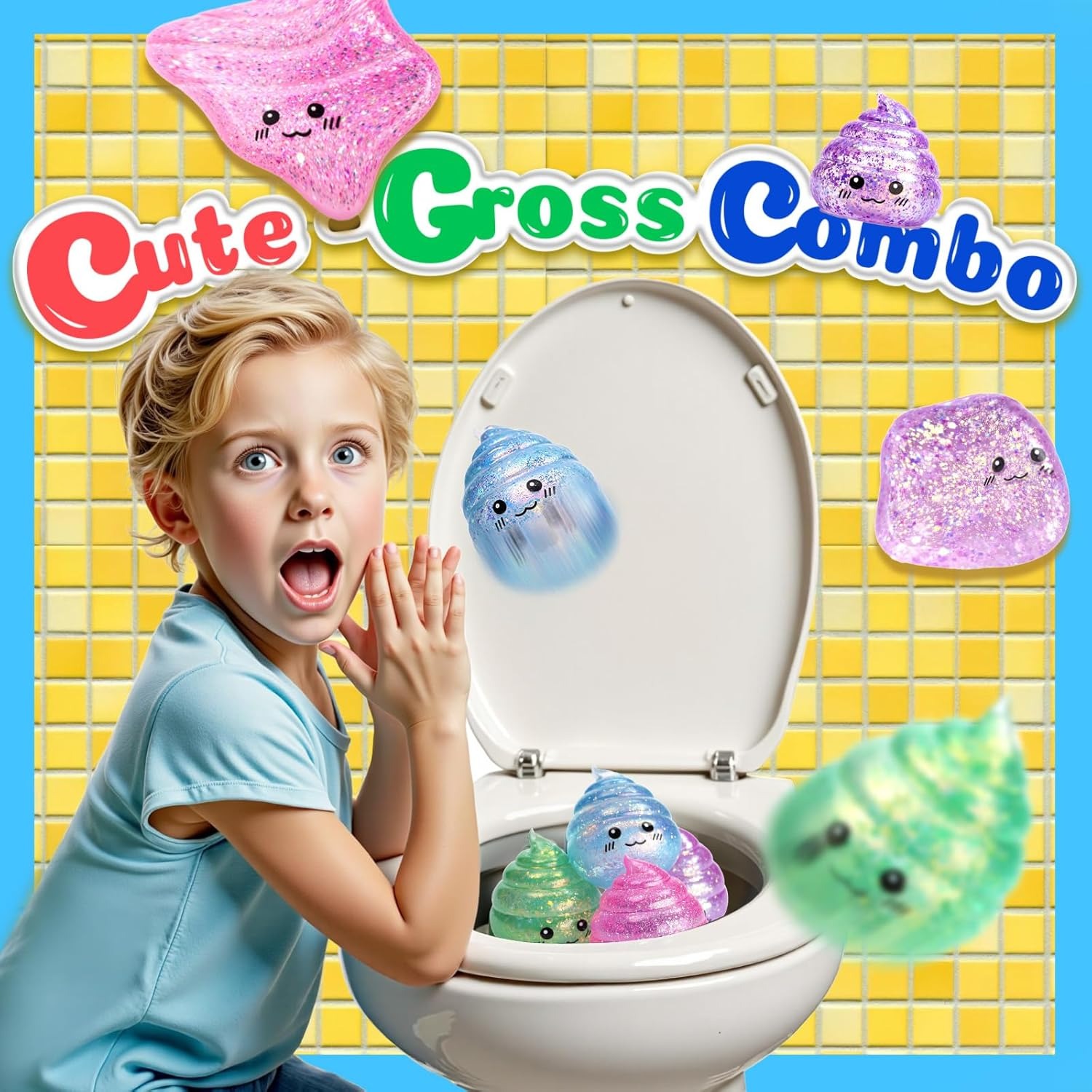 재미있는 반짝이 스트레스볼 똥 모양 스퀴시 장난감, 신 - Party Games Adults Funny 리뷰 및 가격